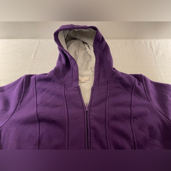 Woman Within Thermal Lined Fleece Hoodie Size 1X Purple - Picture 10 of 16